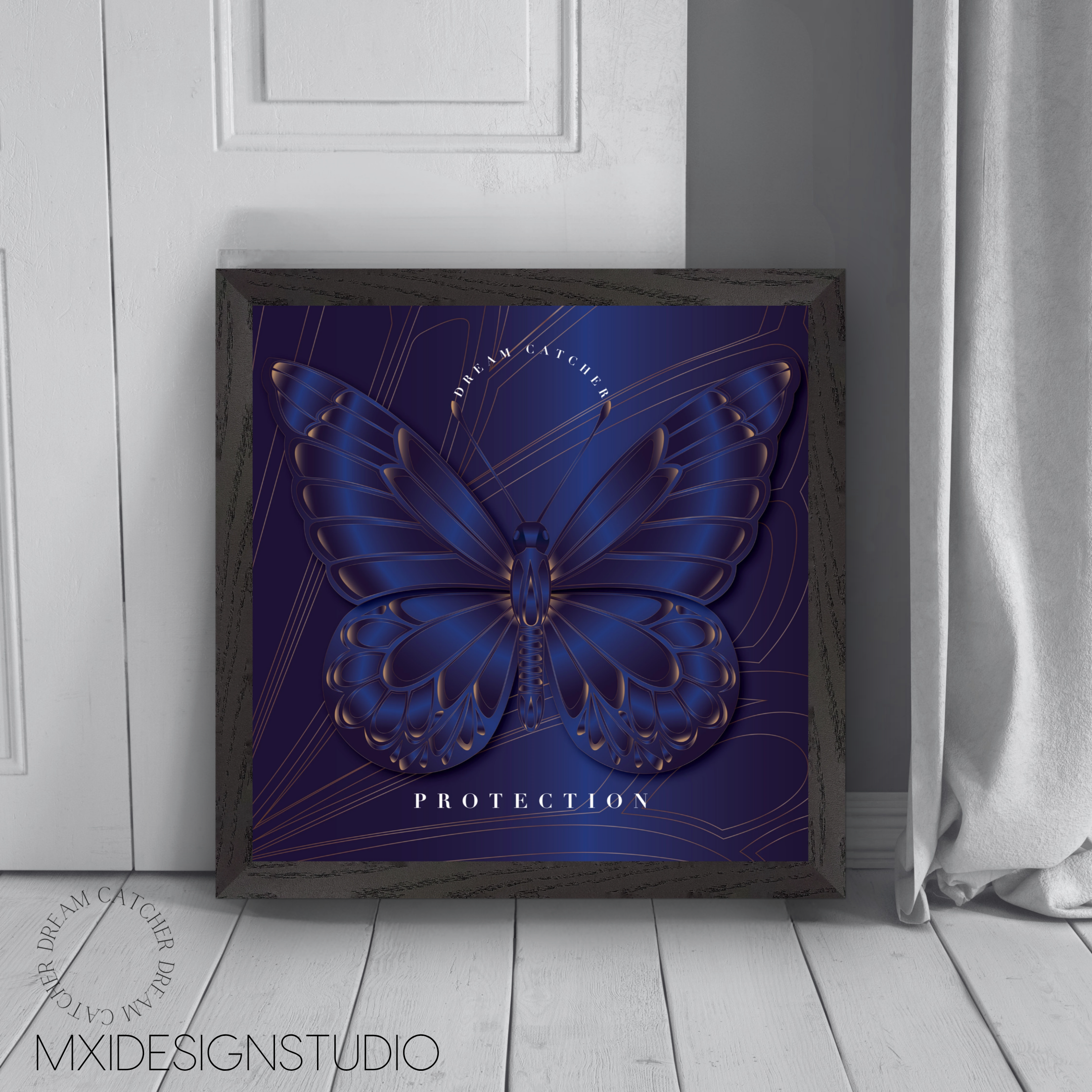 Sapphire Dream Catcher "Protection" Framed Art Print — Safe in the Dark