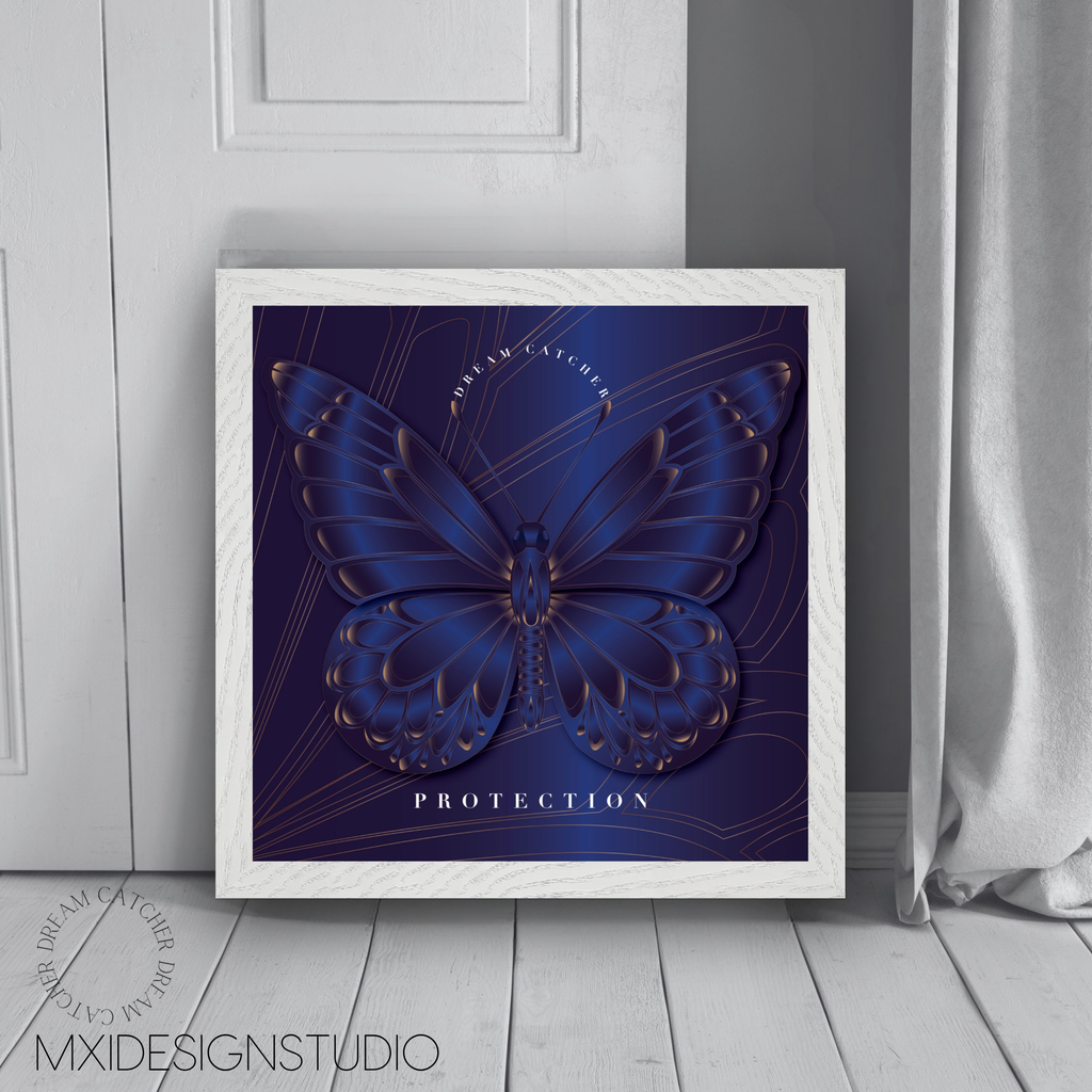Sapphire Dream Catcher "Protection" Framed Art Print — Safe in the Dark