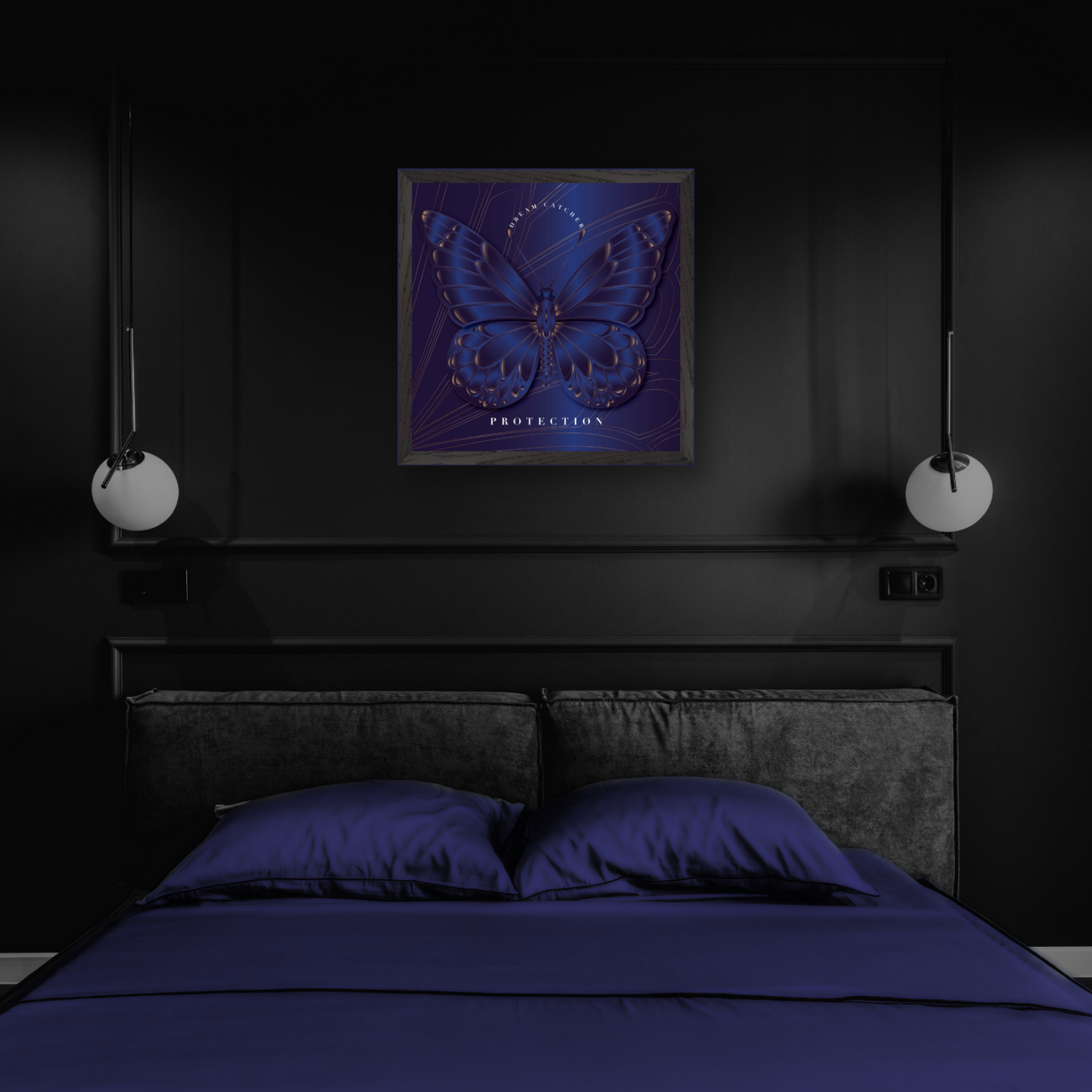 Sapphire Dream Catcher "Protection" Framed Art Print — Safe in the Dark