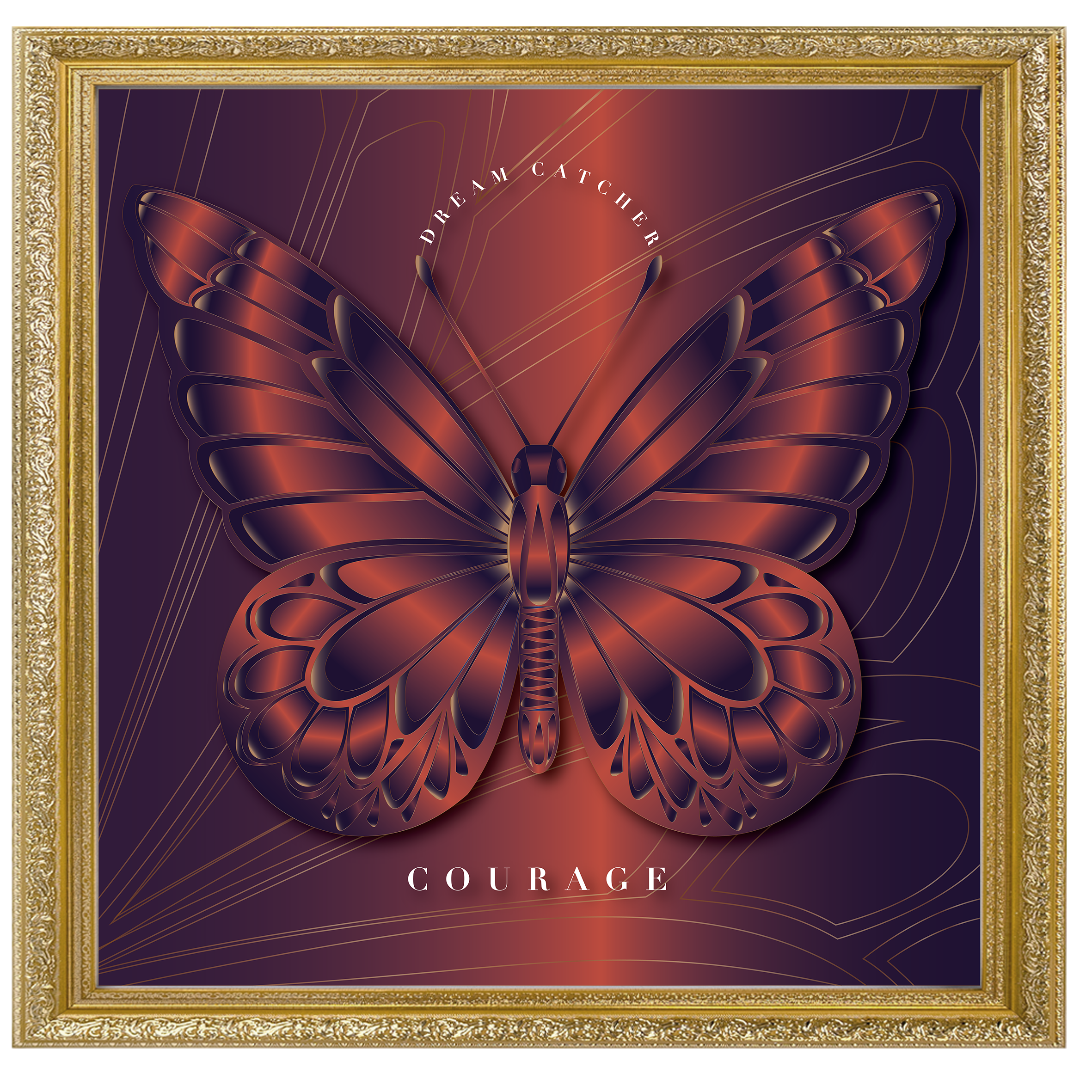 Amber Dream Catcher "Courage" Vintage Gold Framed Art Print — Reclaim Everything